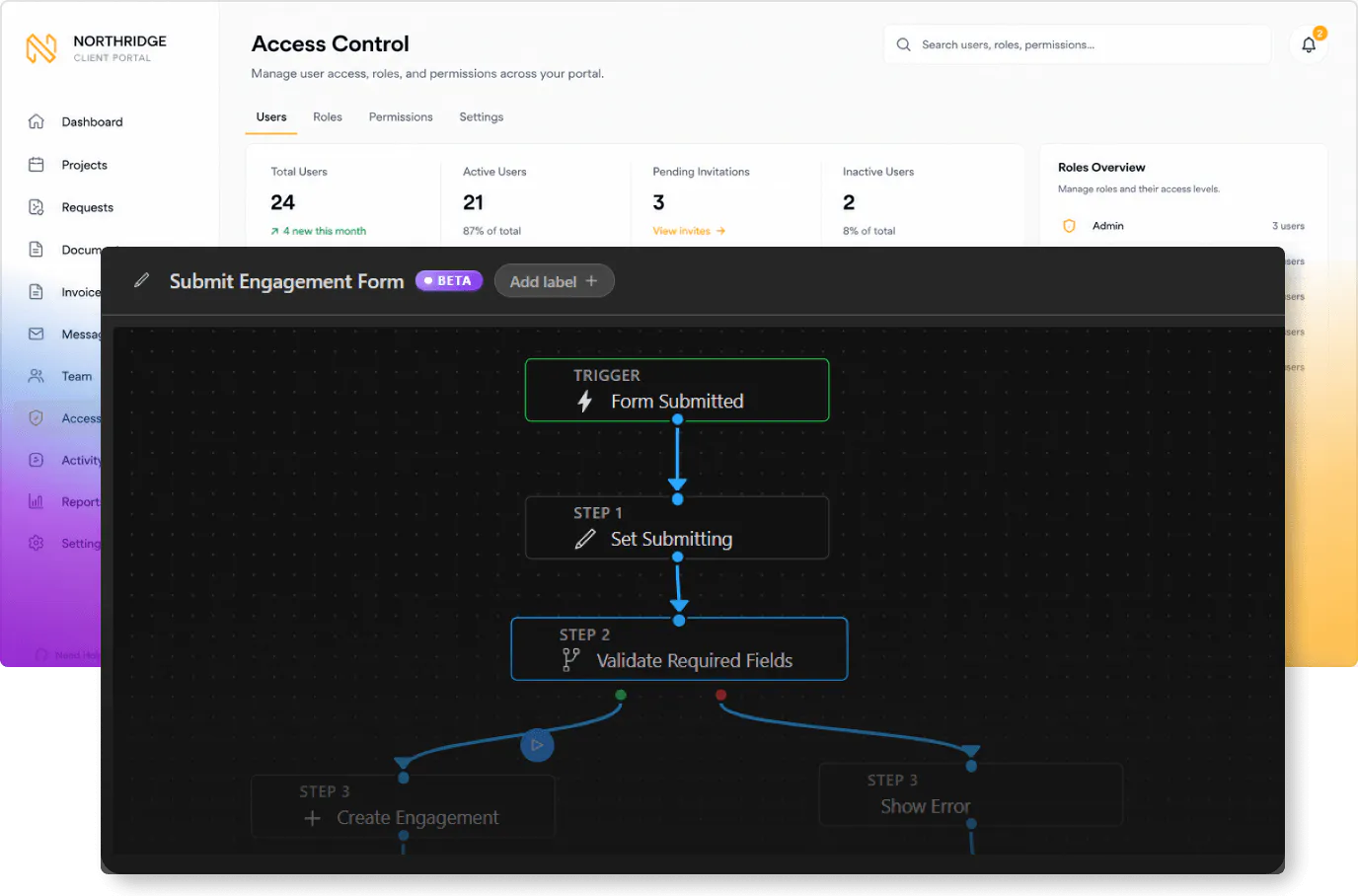 Client portal solution workflow example image